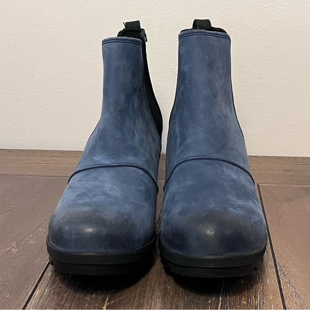 NWT Sorel Joan Of Arctic Wedge Booties Boots Blue Suede Women’s size 9.5 - Picture 2 of 9